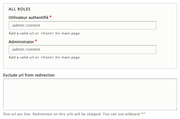 Redirect After Login : configuration