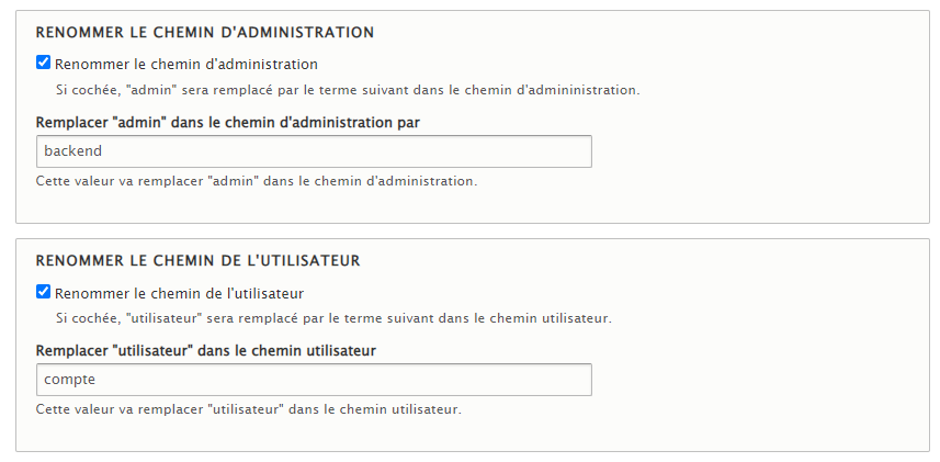 Rename Admin Paths : configuration